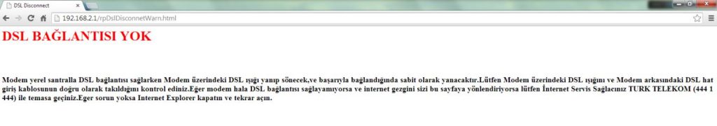 DSL Baglantisi Yok