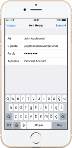 iphone mail kurulumu