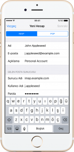 iphone mail kurulumu