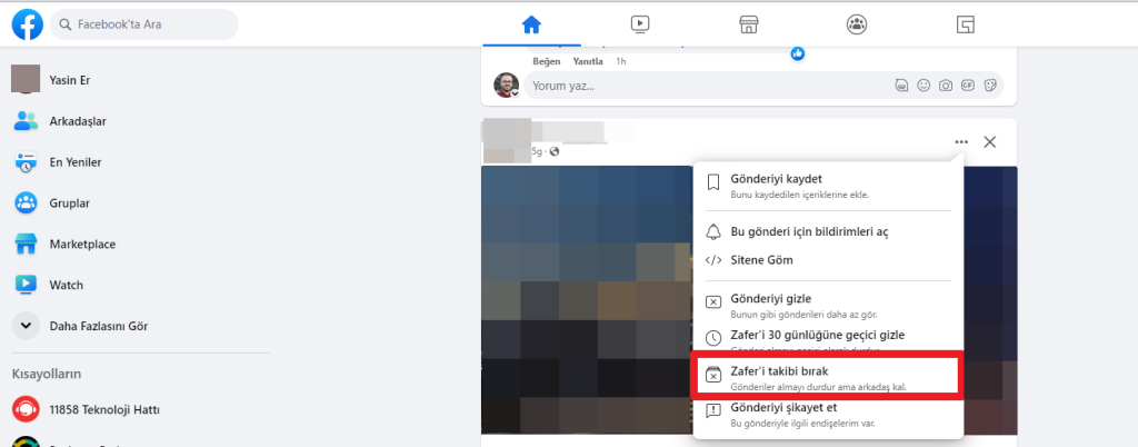 Facebook takip etme