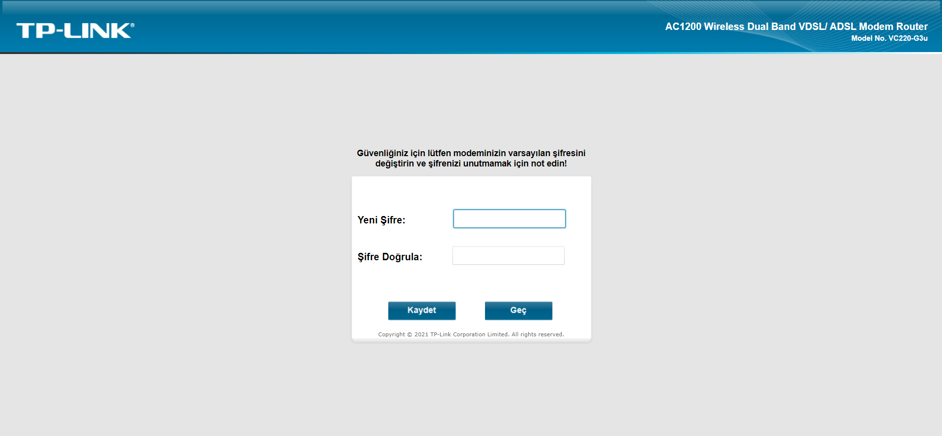 Tplink g220 Modem Wifi Şifre Değişikliği CallFix 7/24 Teknoloji
